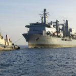 Final entry to Plymouth of RFA Fort George