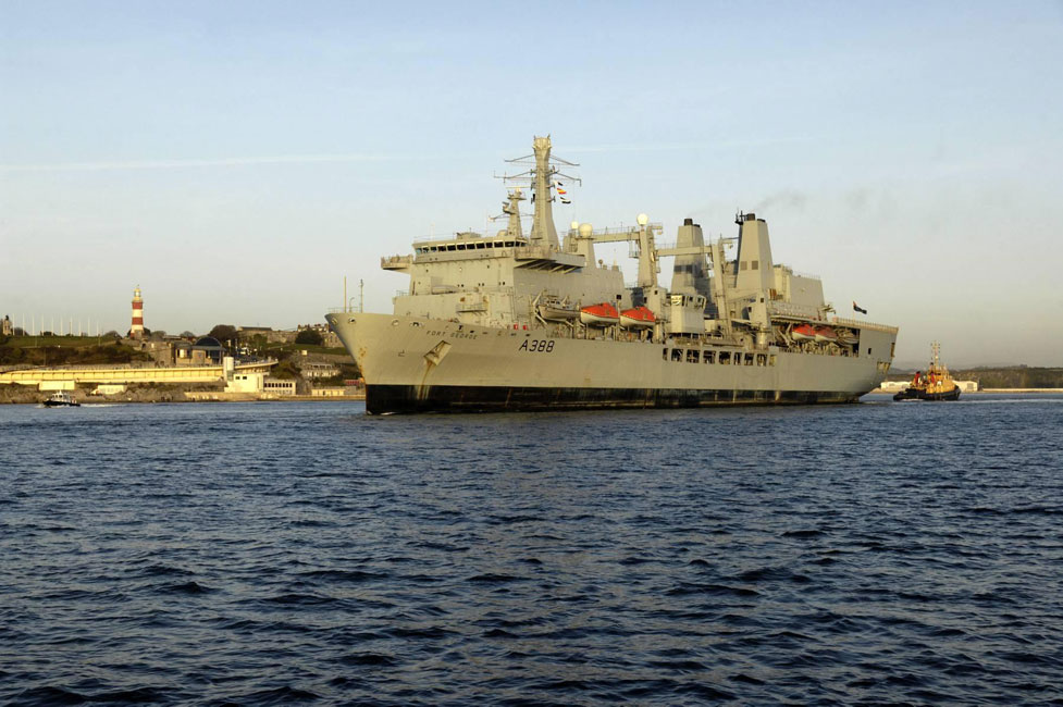 Final entry to Plymouth of RFA Fort George