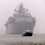 HMS Bulwark arrives in London