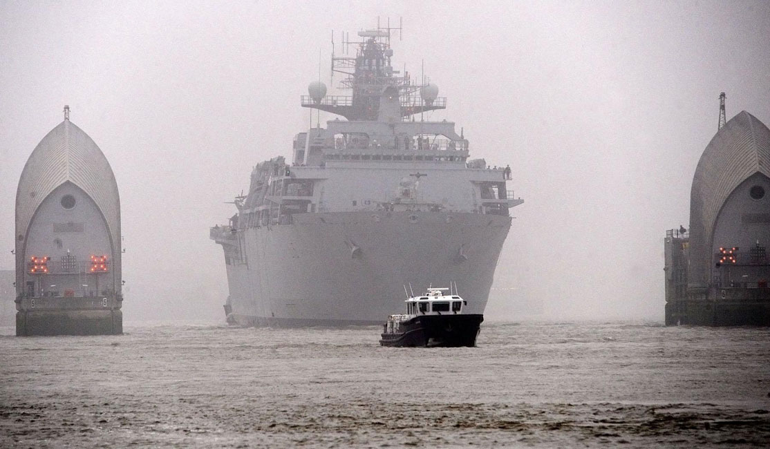 HMS Bulwark, Thames Barrier, London. March 2011