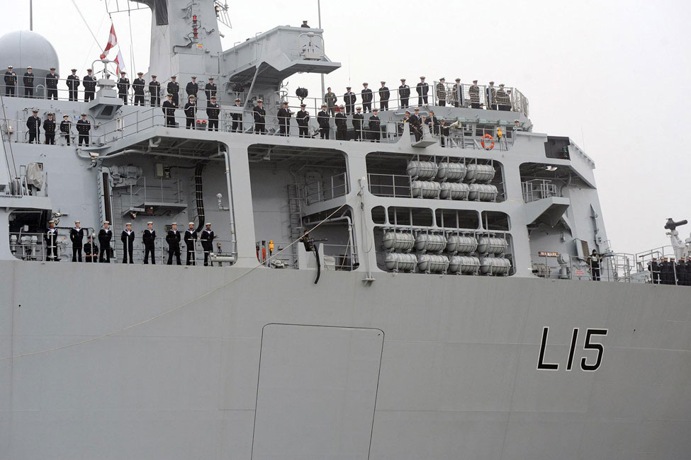 HMS Bulwark arrives in London