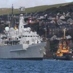 HMS Campbeltown leaves Campbeltown for the final time