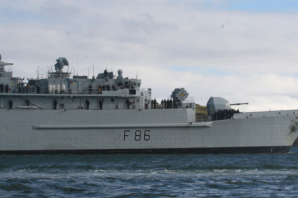 HMS Campbeltown leaves Campbeltown for the final time