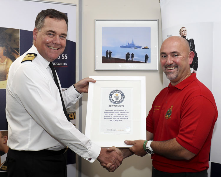 Admiral John Clink presents world record to Mark Belamarich
