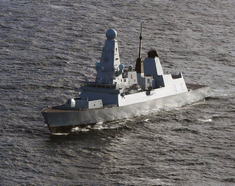 Royal Navy warship HMS Defender demonstrates her power with missile firing