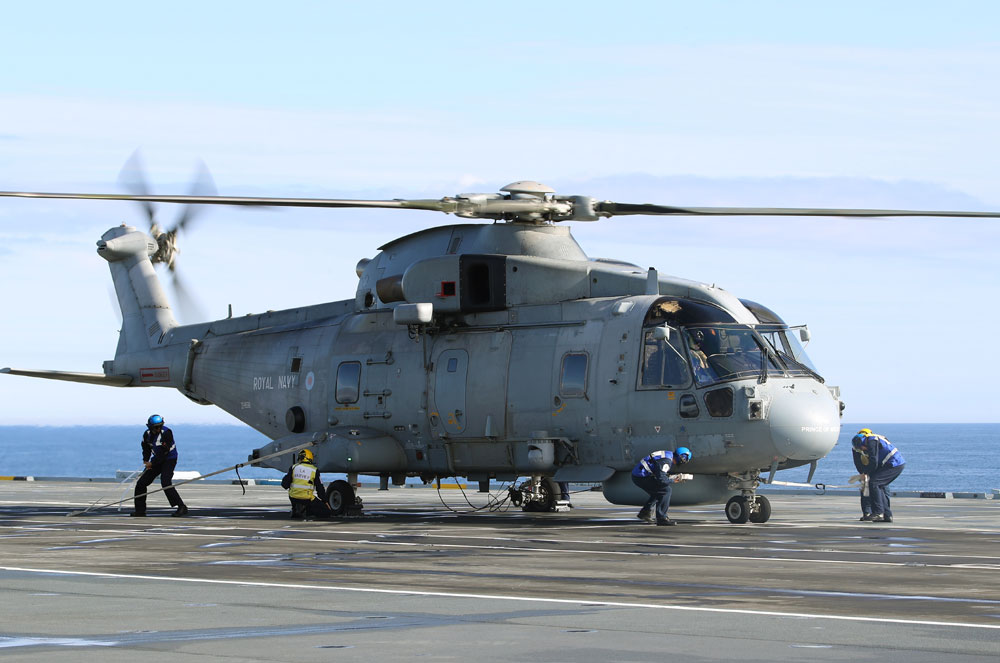 The first aircraft touch down on the deck of HMS Prince of Wales off the Scottish coast