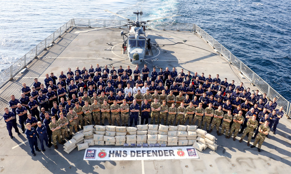 Royal Navy warship HMS Defender makes second Gulf drugs bust