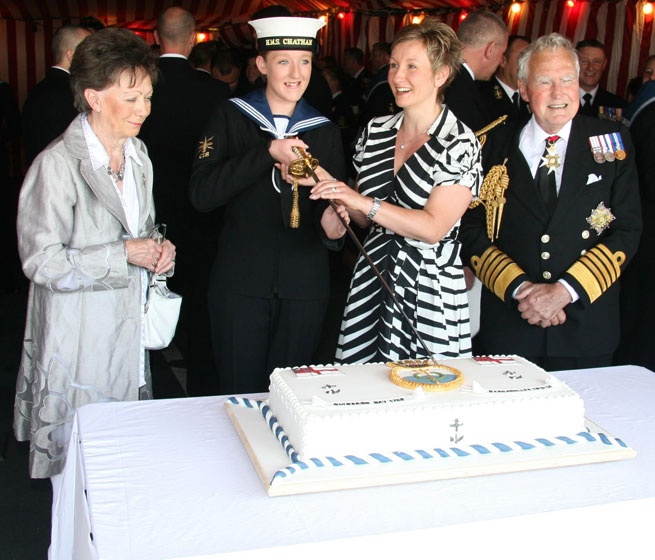 HMS Chatham's crew celebrates her 21st birthday