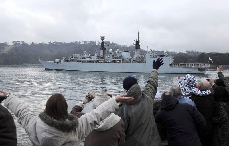 Royal Navy warship HMS Chatham deploys on anti-piracy operations