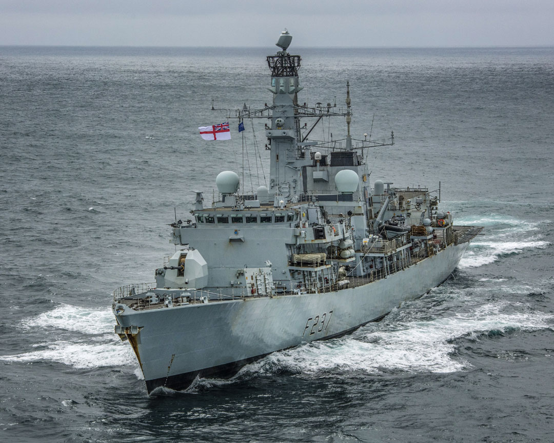 Fishermen saved by HMS Westminster as boat capsizes off Portland