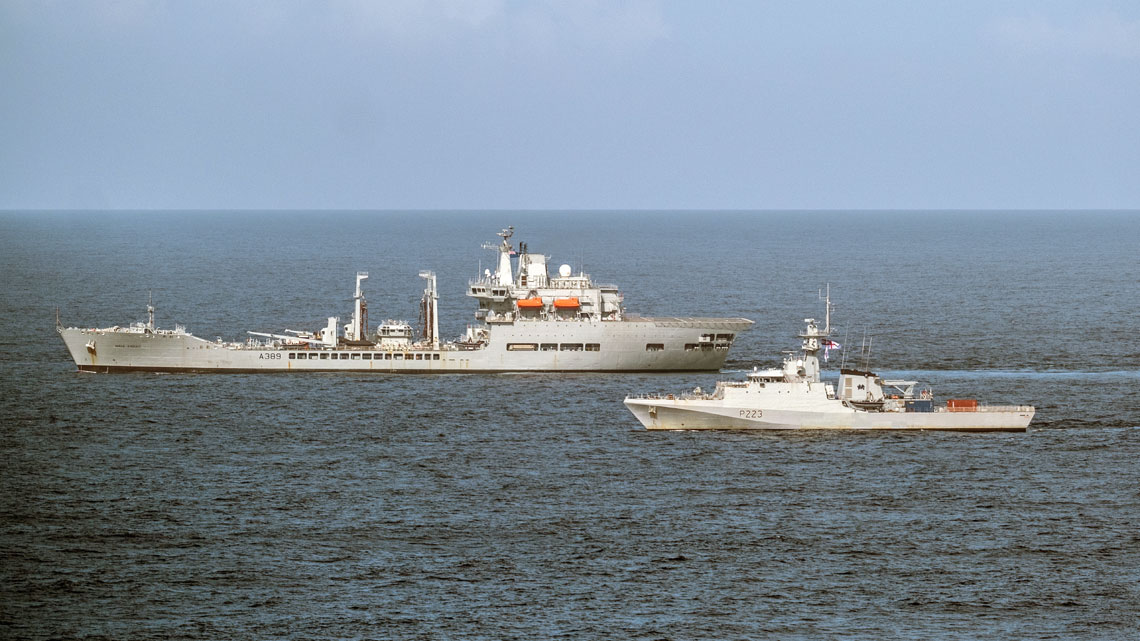 RFA Wave Knight and HMS Medway in company