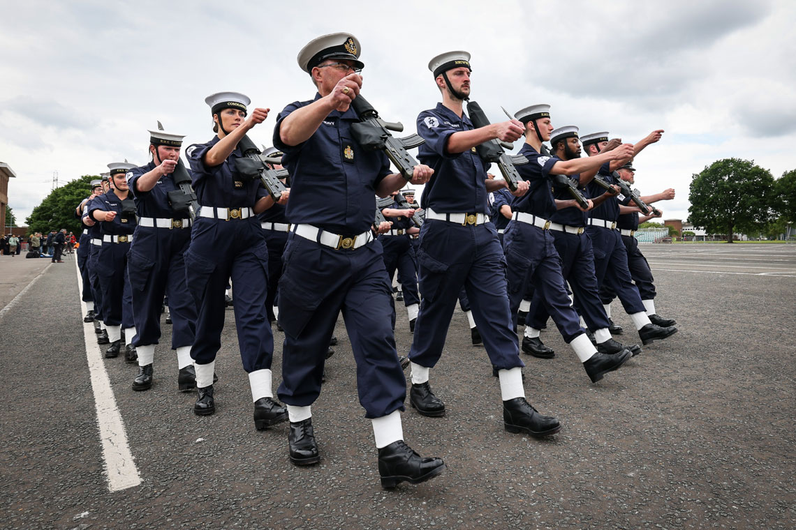 Royal Navy sailors and Royal Marines have carried out their final rehearsals ahead of major celebrations at Buckingham Palace marking the 70-year reign of The Queen