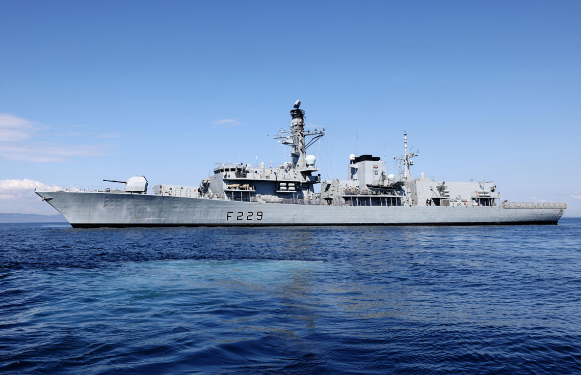 HMS Lancaster off the coast of Portugal