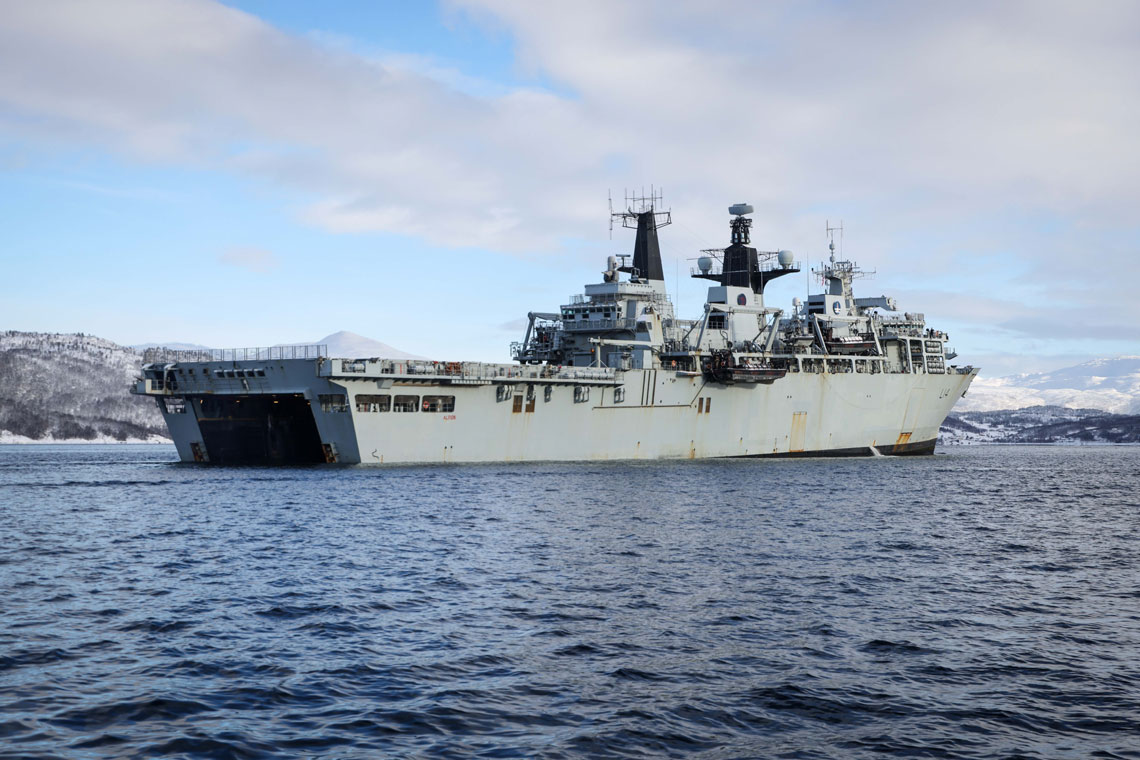 HMS Albion returns from amphibious exercises in Arctic Circle