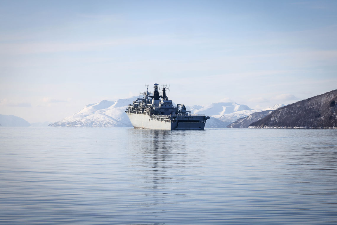 HMS Albion returns from amphibious exercises in Arctic Circle