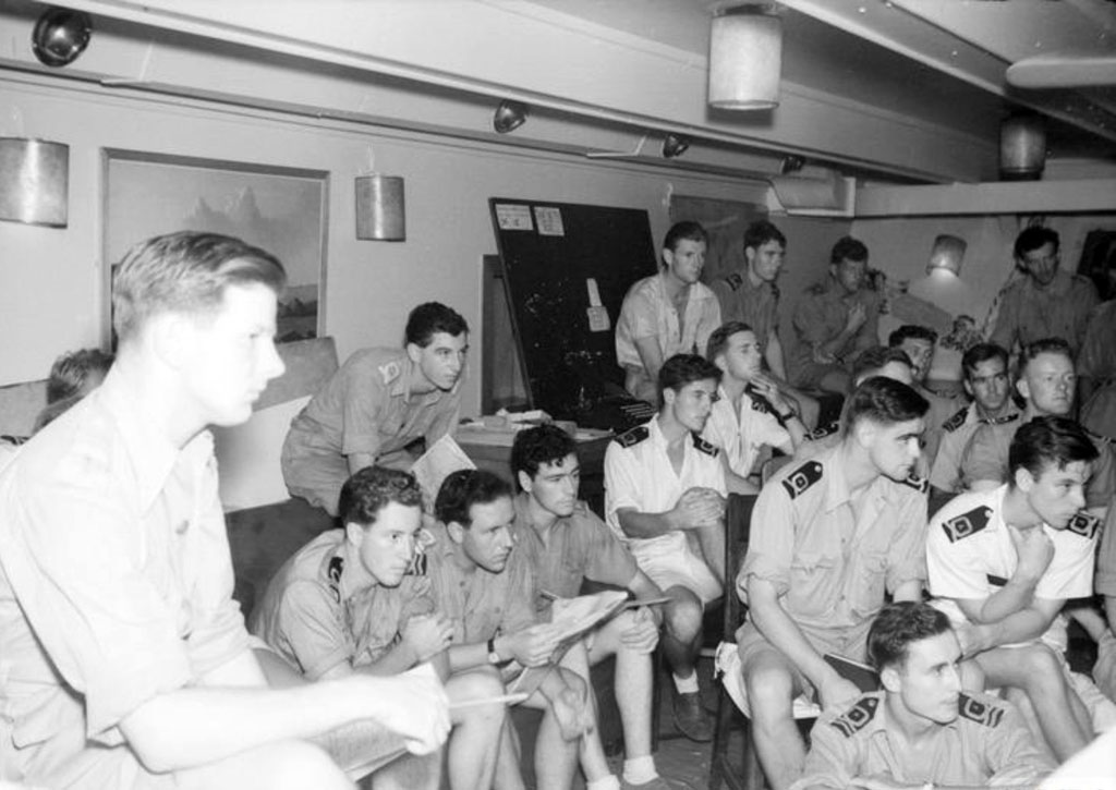 Corsair fighter pilots are briefed ahead of the attack
