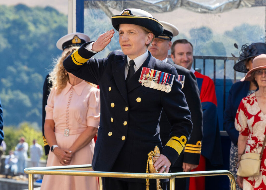 Rear Admiral Rachel Singleton, Director Navy Digital taking the salute.