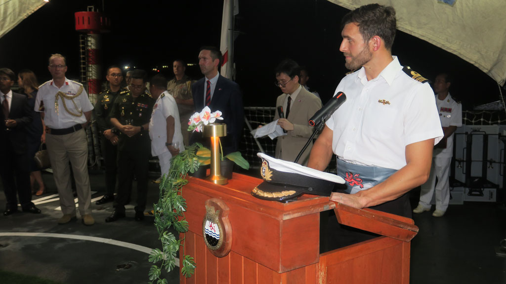 Commander Tom Lindsey welcomes guests to the capability demonstration