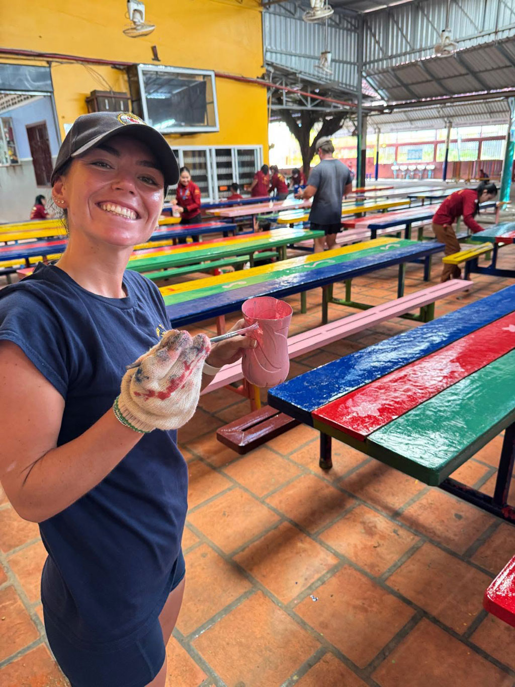 Tamar's crew smarten up the recreation area of the Mlop Tapang centre for young Cambodians